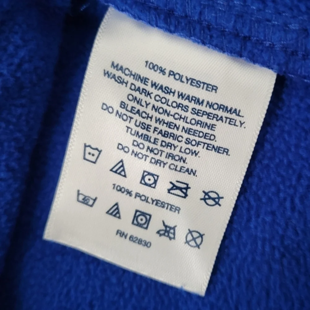 Lands‎ End Boys Fleece Quarter Zip Pullover Sz M Solid Royal Blue Outdoor Winter